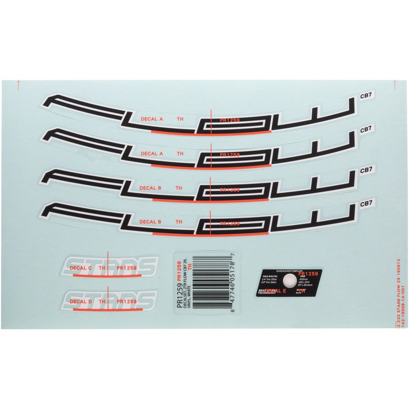 Stans Flow CB7 Rim Decal – 27.5″ White Set