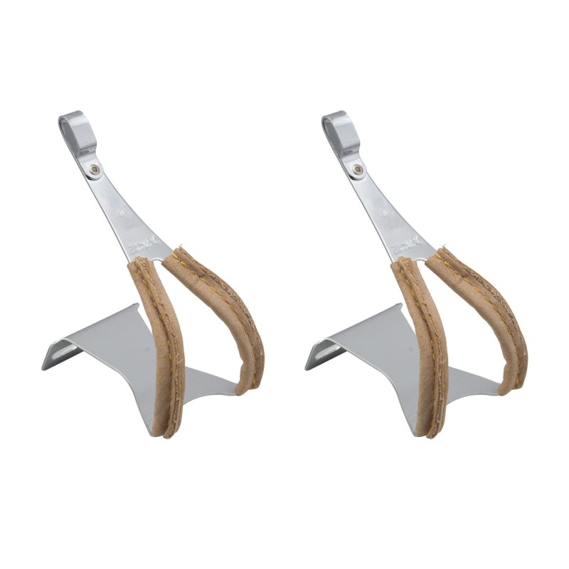 Toe Clips with Leather Steel-Med
