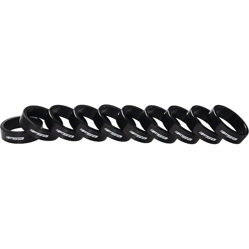 Bag of 10 1-1/8″x10mm Headset Spacers Black Alloy with Logo