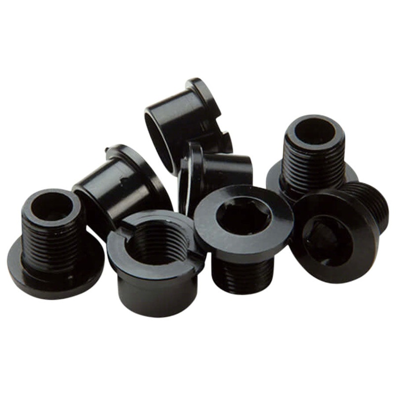 Chainring Bolt/Nut Set – M8 x 8.5mm Hex Aluminum Black Set of 4