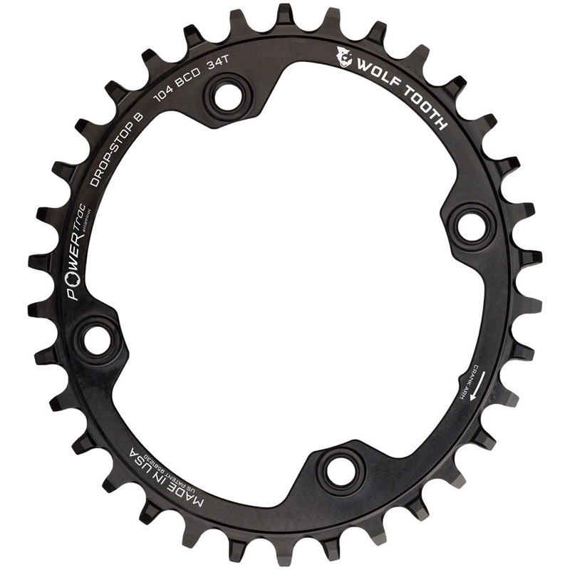 Elliptical 104 BCD Chainring – 34t 104 BCD 4-Bolt Drop-Stop B BLK