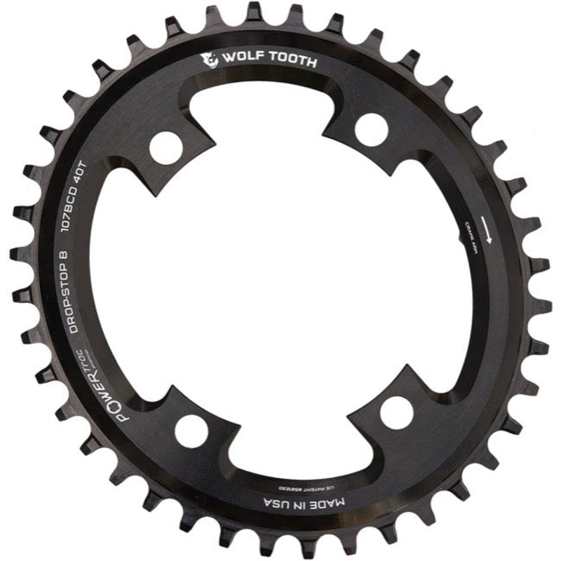Elliptical 107 BCD Chainring – 40t Compatible SRAM 107 BCD Drop-Stop B 4-Bolt BLK