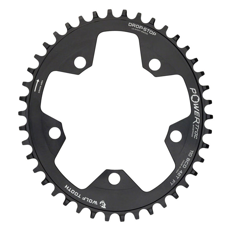 Elliptical 110 BCD Chainring – 42t 110 BCD 5-Bolt Drop-Stop 10/11/12-Speed Eagle Flattop Compatible BLK