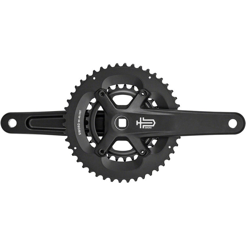 Sword BLK 2x Crankset – 170mm 9-Speed 46/29t 110/80 Asym BCD JIS Square Taper Spindle Interface BLK