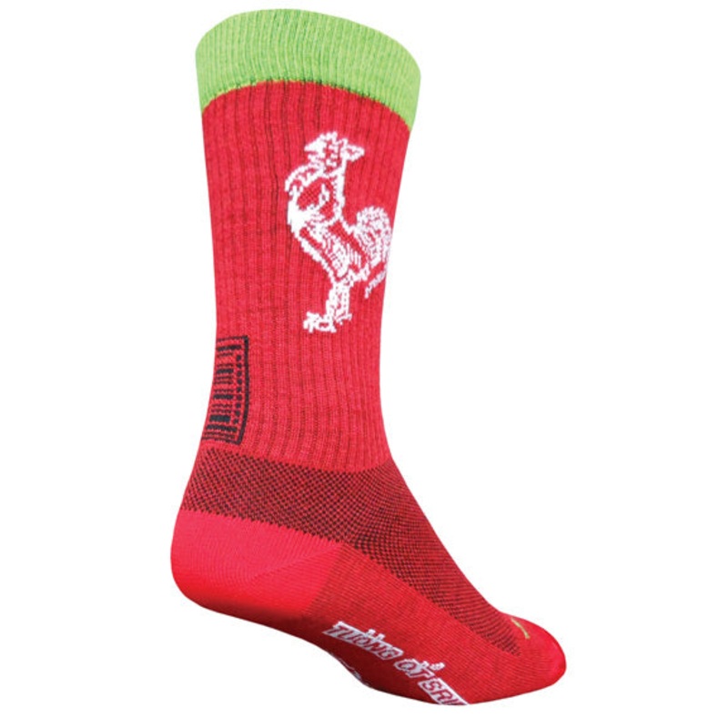 Sockguy Sriracha Acrylic Crew Socks 9-13 Red/Green