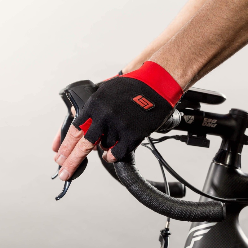Pursuit Gel Fingerless Bike Gloves – Black/Red Black/Red Small