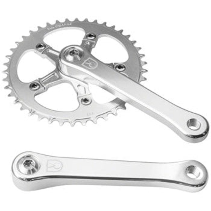 1-Speed Bicycle Crankset – 165mm, 42t, Square Taper JIS Spindle Interface, Polished Aluminum