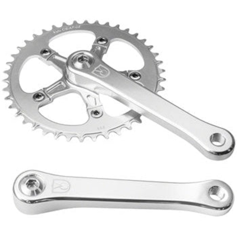1-Speed Bicycle Crankset – 170mm, 42t, Square Taper JIS Spindle Interface, Polished Aluminum