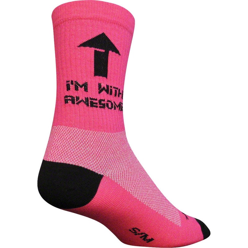 Crew I’m With Awesome Bike Socks – Pink Pink Small / Medium
