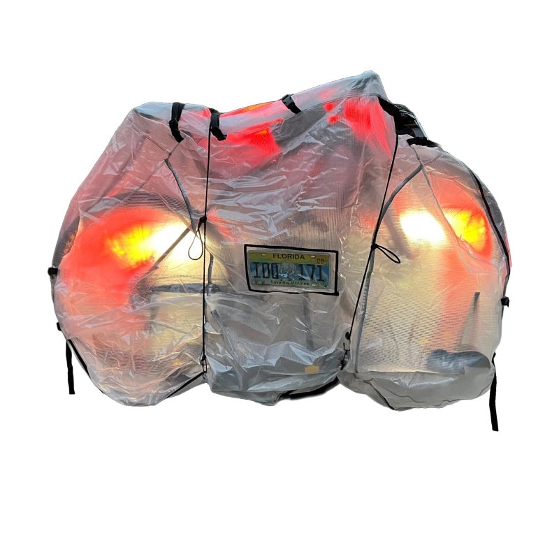 Dual or Single E-Bike Cover Dual Bike Cover Up to 2 Bikes 80x36x50` Scrim Clear