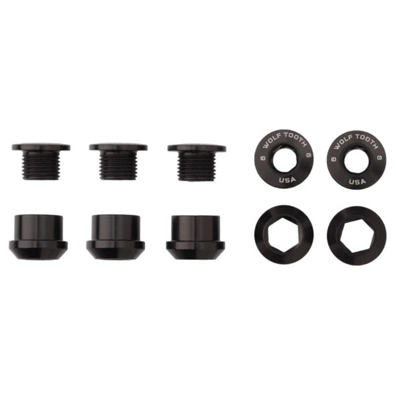 1x Chainring Bolt Set – 6mm Dual Hex Fittings Set/5 Black