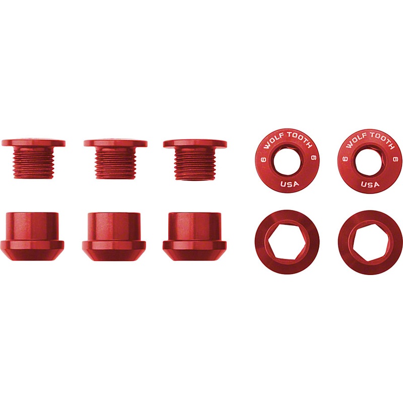 1x Chainring Bolt Set – 6mm Dual Hex Fittings Set/5 Red