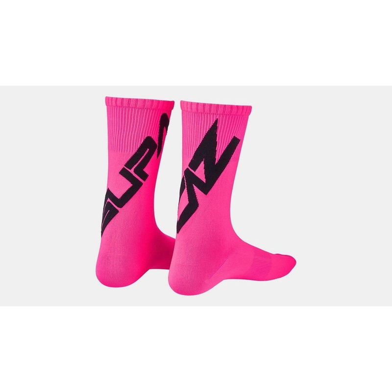 SupaSox Twisted Cycling Socks Black/Neon Pink Small