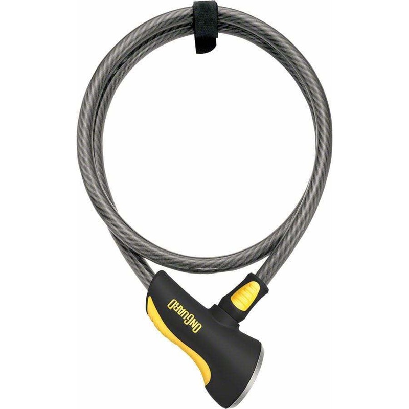 Akita Bike Cable Lock with Key: 6′ x 12mm, Gray/Black/Yellow