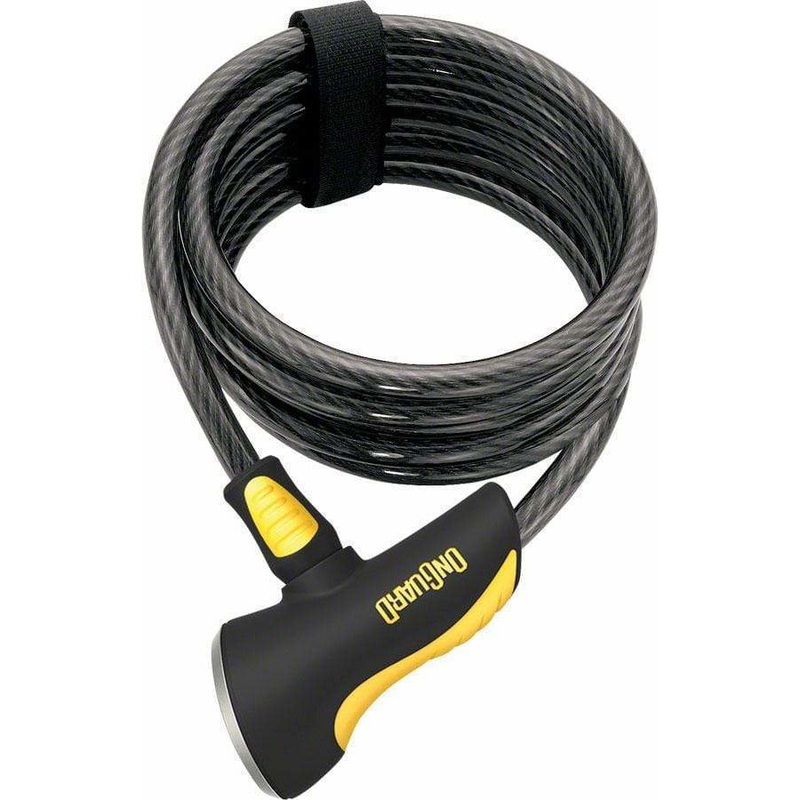 Doberman Bike Cable Lock with Key: 6′ x 10mm, Gray/Black/Yellow