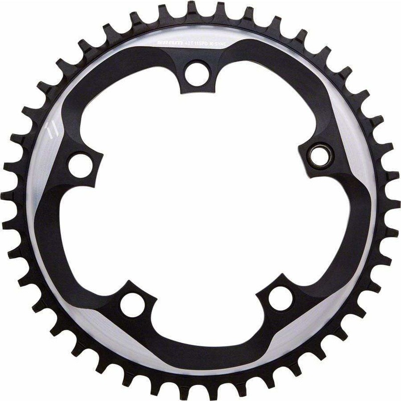 X-Sync Chainring 42 Teeth 110mm BCD Polished Grey/Matte Black, Includes Bolt and Nut for Hidden Position Hole 110mm 42t