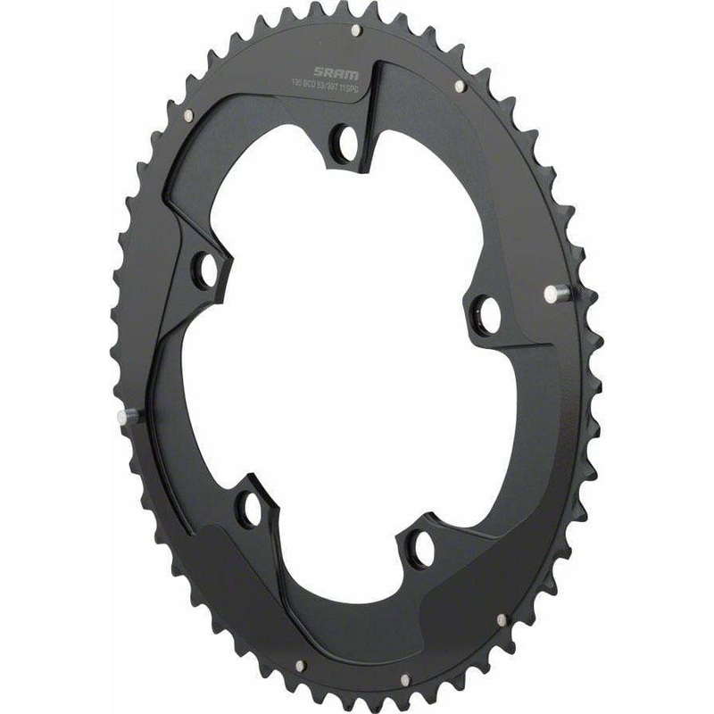 Red 22 53T x 130mm BCD YAW Chainring with Two Pin Positions, B2 130mm 53t