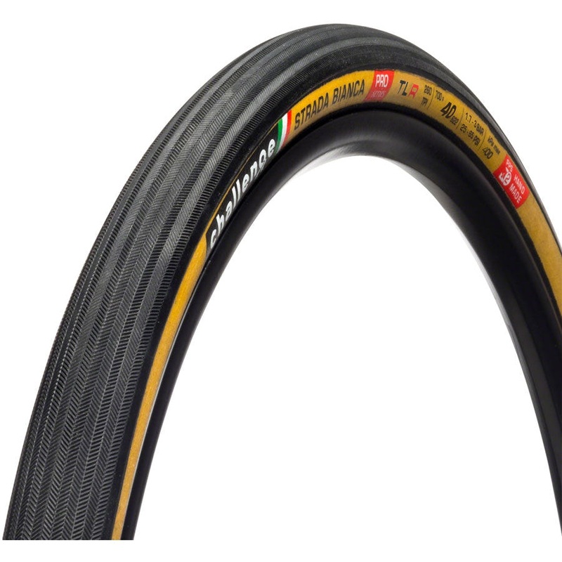Strada Bianca Pro Gravel, Road Bike Tire – 700 x 40, Tubeless, Black/Tan, Handmade 700 x 40c