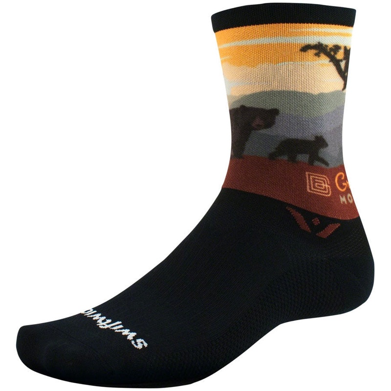 Vision Six Impression National Park Bike Socks – Great Smoky Mountain Bears Black Small
