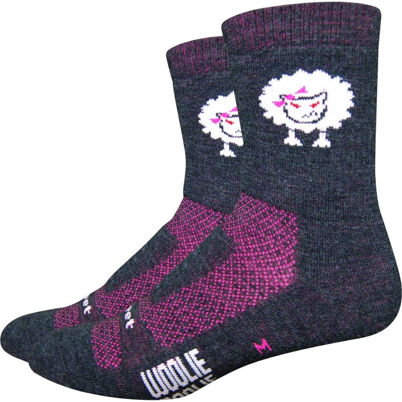 Woolie Boolie Baaad Sheep Socks – Gray/Pink Dark Gray Small