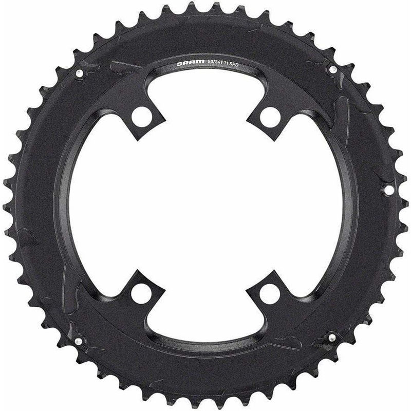 Road 110mm Asymmetrical Chainring Teeth: 50 Speed: 11 BCD: 110 Bolts: 4 Outer Aluminum Black 110mm 50t