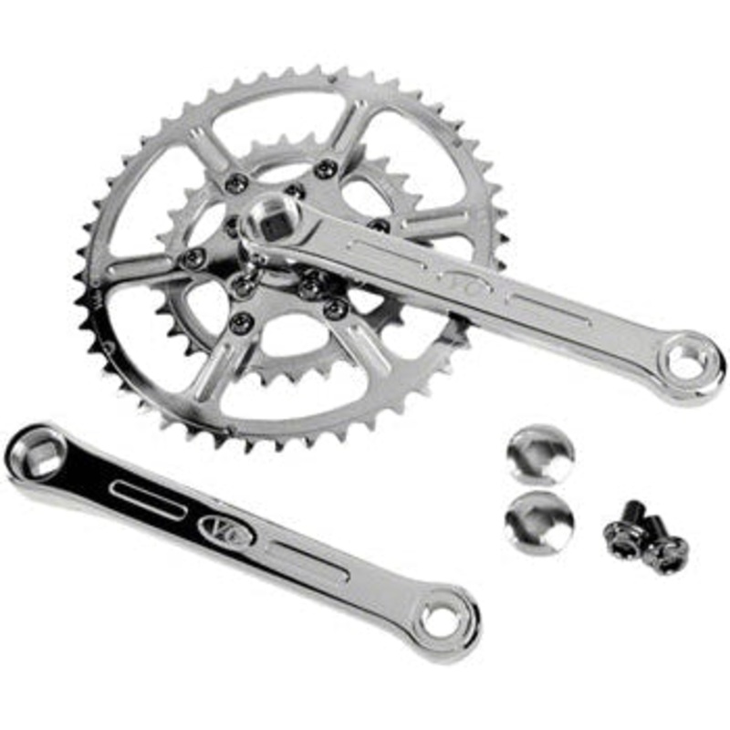 New Rando Bicycle Crankset – 165mm, 8/9/10-Speed, 46/30t, 50.4 BCD, Square Taper JIS Spindle Interface, Polished Stainless