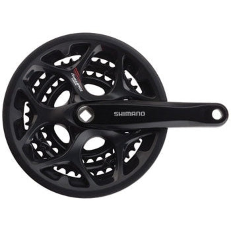 Tourney FC-A073 Crankset – 170mm 7/8-Speed 50/39/30t Riveted Square Taper JIS Spindle Interface BLK With Chainguard