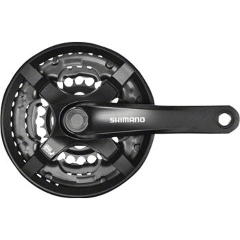Tourney FC-TY501 Crankset – 170mm 6/7/8-Speed 48/38/28t Riveted Square Taper JIS Spindle Interface BLK