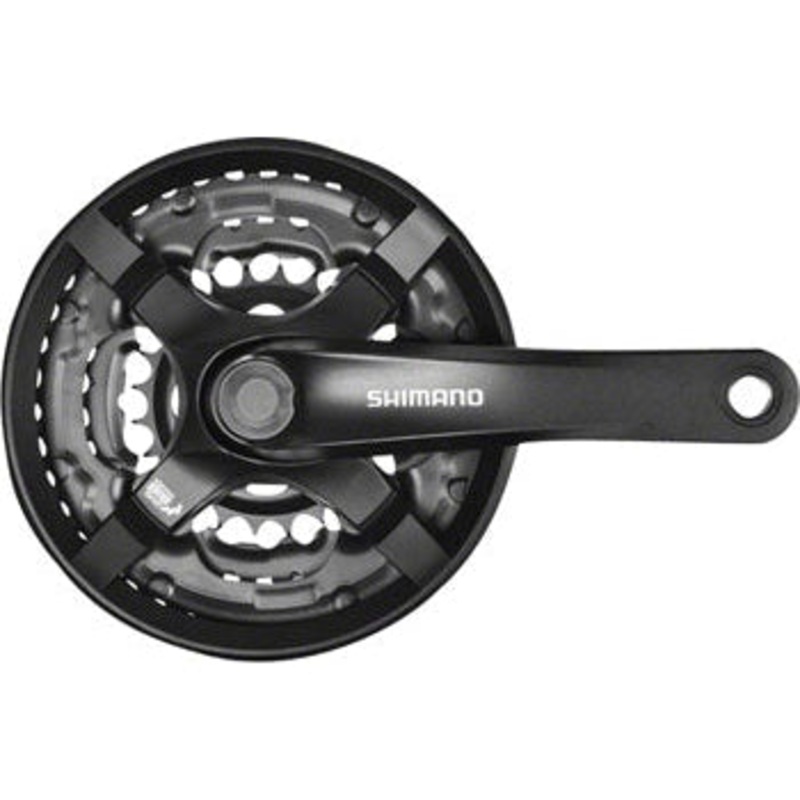 Tourney FC-TY501 Crankset – 175mm 6/7/8-Speed 42/34/24t Riveted Square Taper JIS Spindle Interface BLK