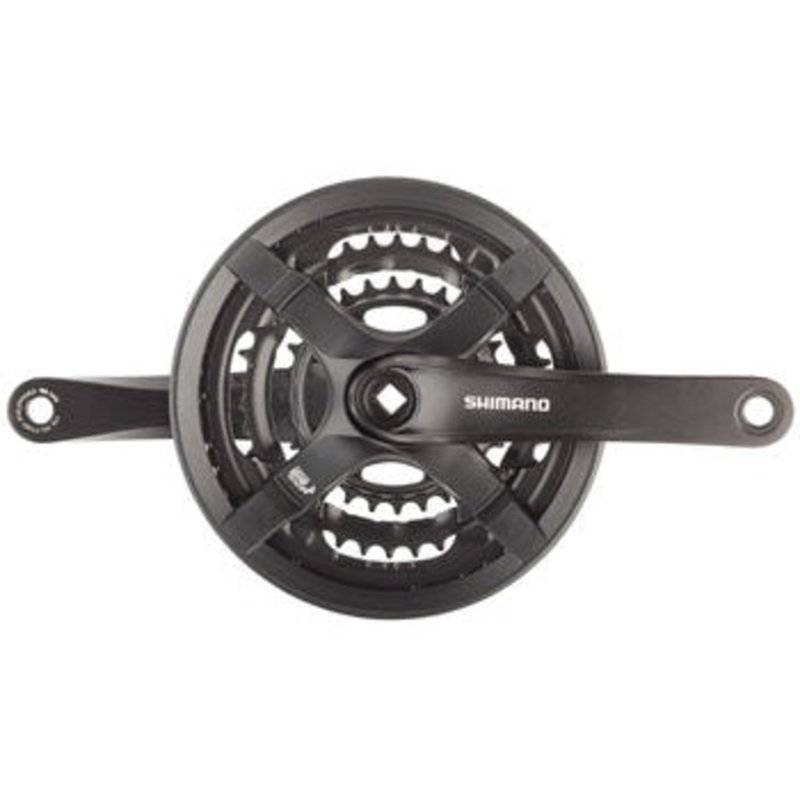 Tourney FC-TY501 Crankset – 175mm 6/7/8-Speed 48/38/28t Riveted Square Taper JIS Spindle Interface BLK