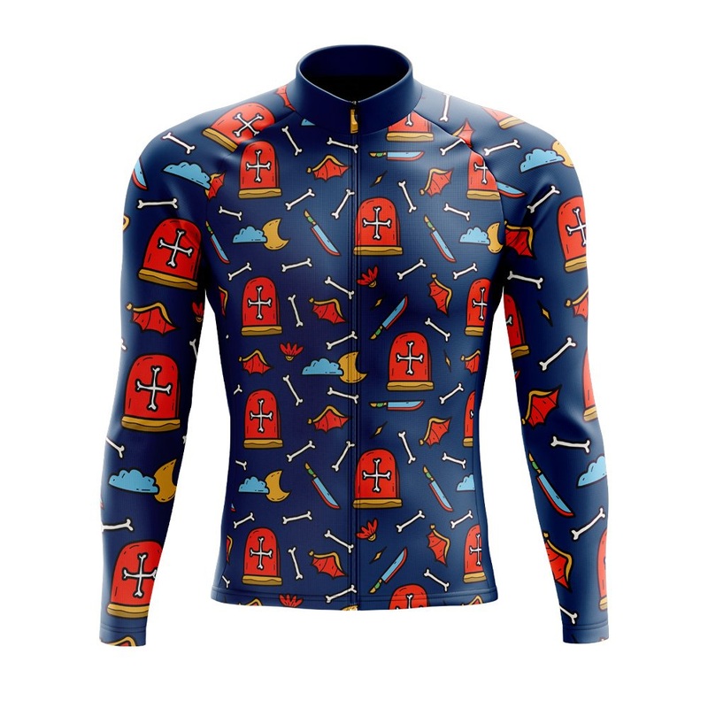 Halloween Tombstones Long Sleeve Cycling Jersey S Regular