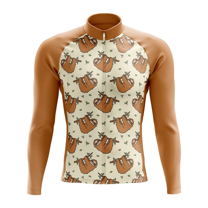 Brown Sloth Long Sleeve Cycling Jersey S Regular