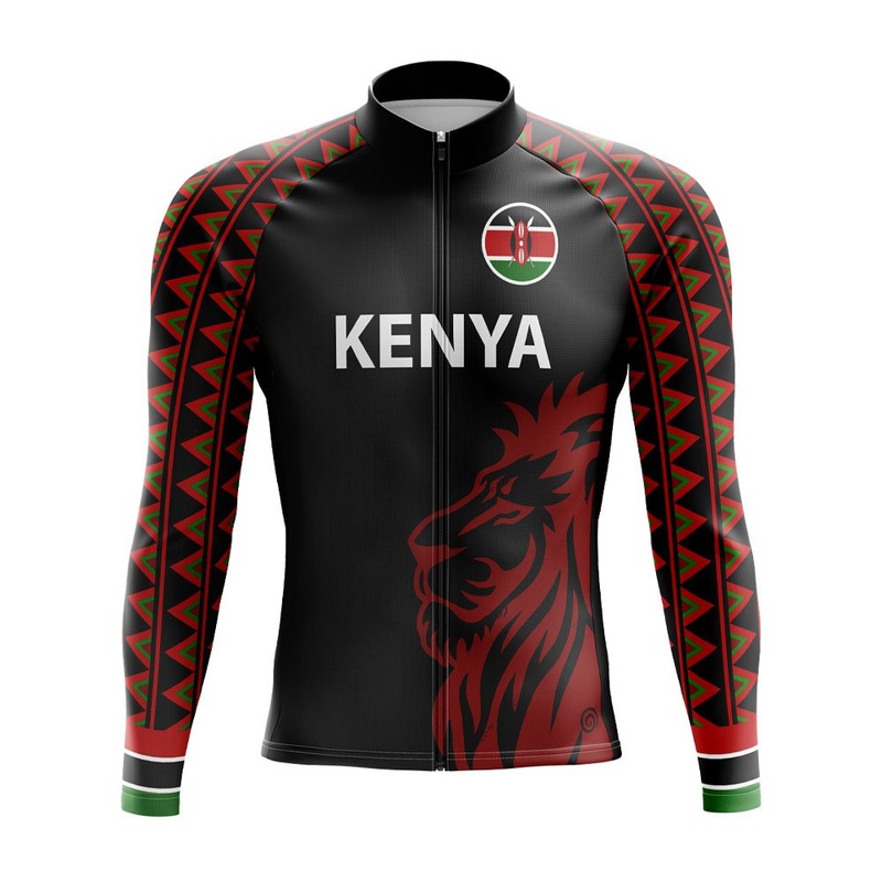 Kenya Lion Long Sleeve Cycling Jersey S Black