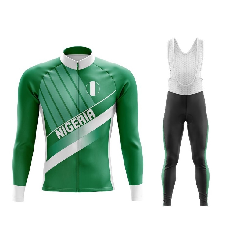 Nigeria Long Sleeve Winter Cycling Jersey & Pants S Regular