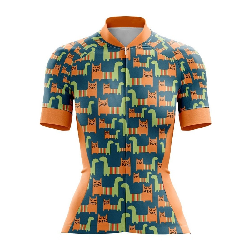 Orange Cat Lady Womens Cycling Jersey S