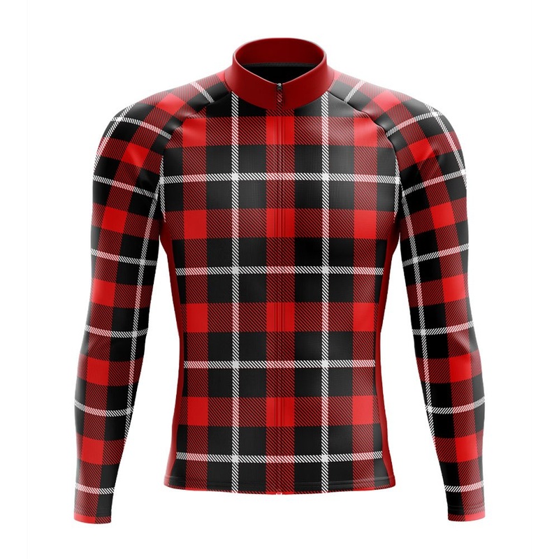 Red Lumberjack Long Sleeve Cycling Jersey S Regular
