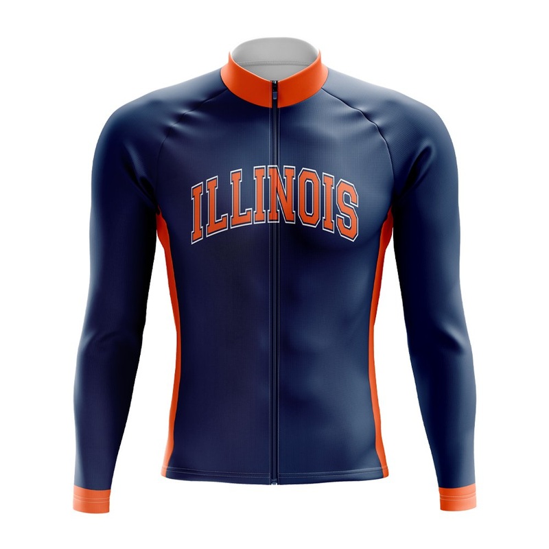 University Of Illinois Long Sleeve Cycling Jersey S Navy