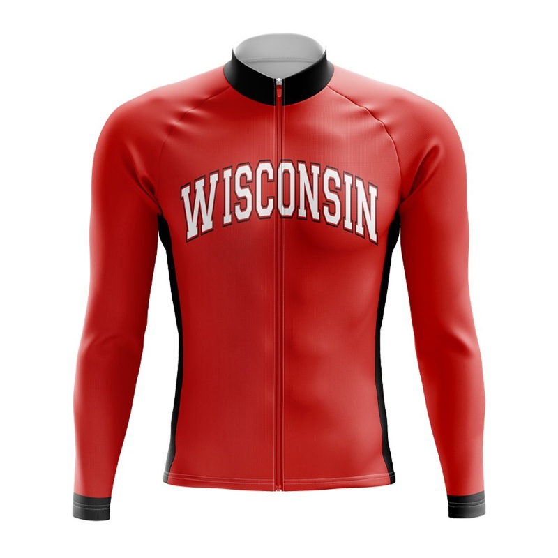University Of Wisconsin Long Sleeve Cycling Jersey S Red