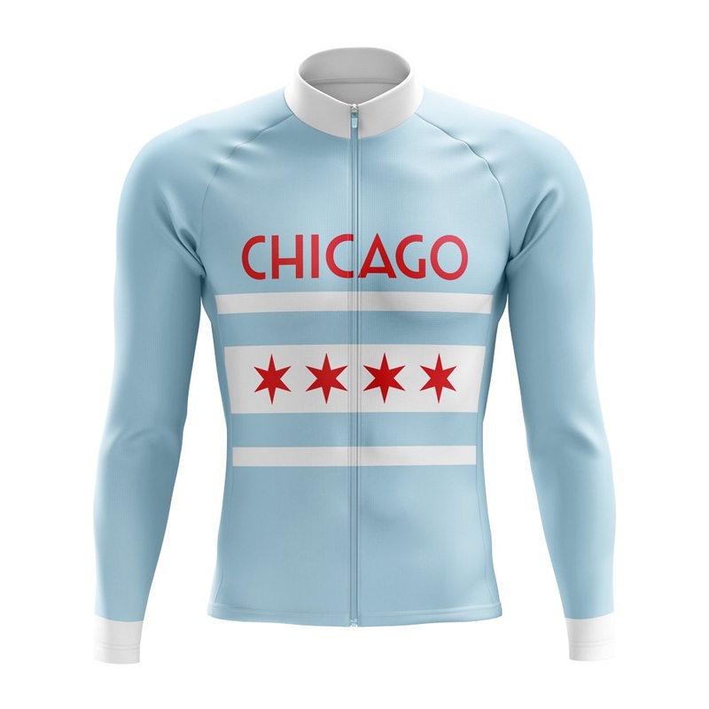 Chicago Flag Long Sleeve Bicycle Jersey S