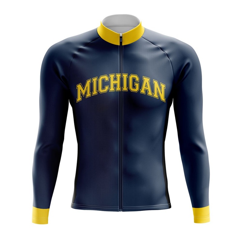 University Of Michigan Long Sleeve Cycling Jersey S Blue