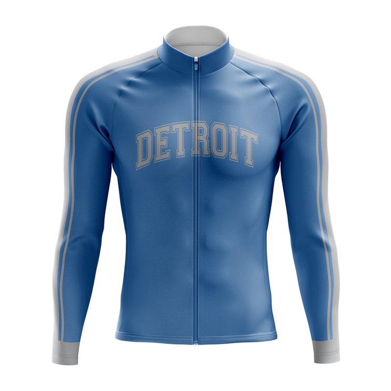 Detroit Football Long Sleeve Cycling Jersey S Blue