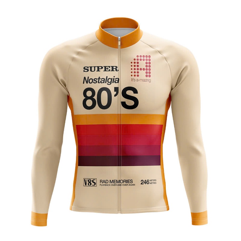80s Nostalgia Long Sleeve Cycling Jersey S