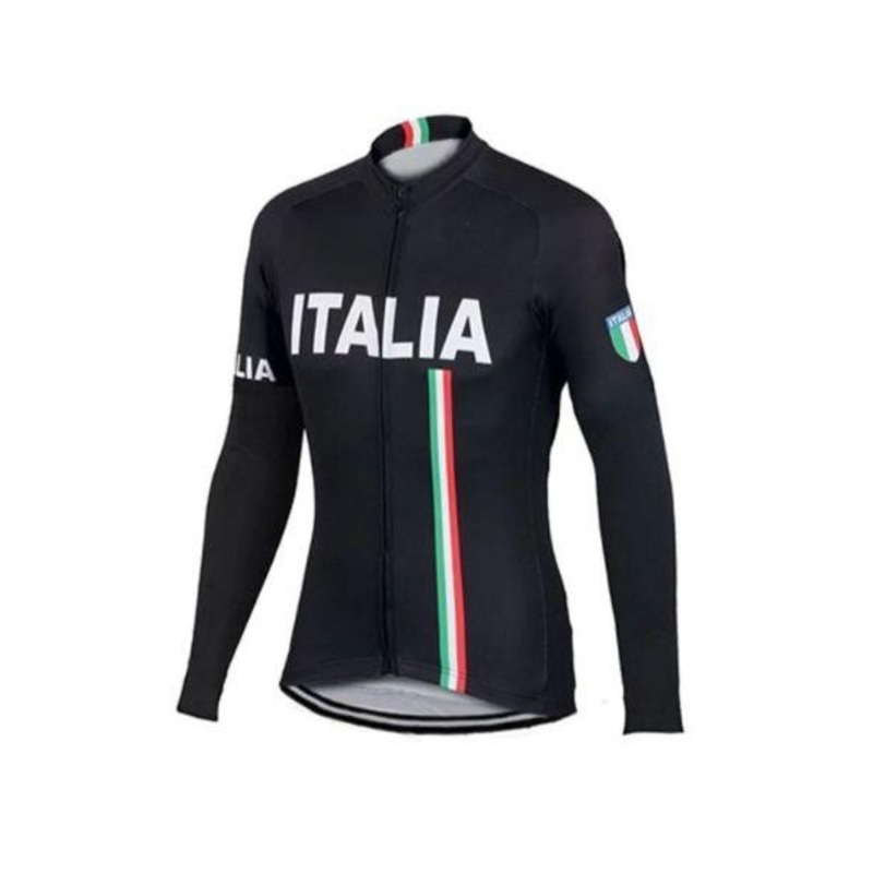 Black Italia Long Sleeve Cycling Jersey S