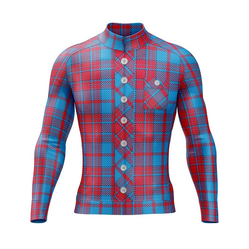 Blue Lumberjack Long Sleeve Cycling Jersey S Regular