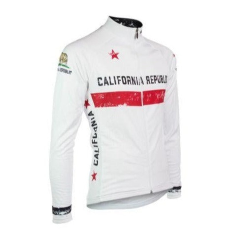California Republic White Winter Long Sleeve Cycling Jersey S