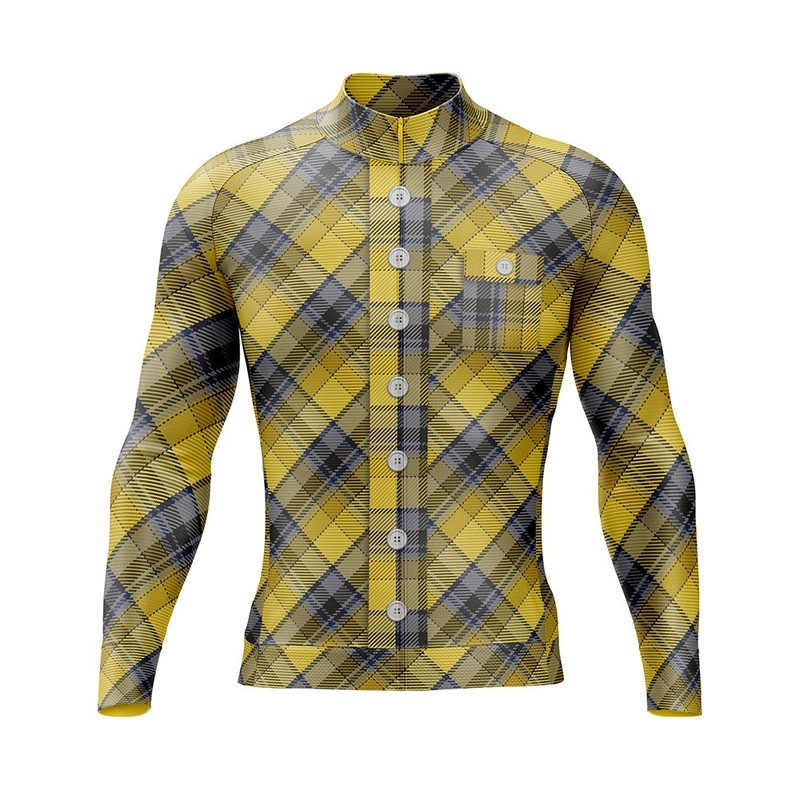 Yellow Lumberjack Long Sleeve Cycling Jersey S Regular
