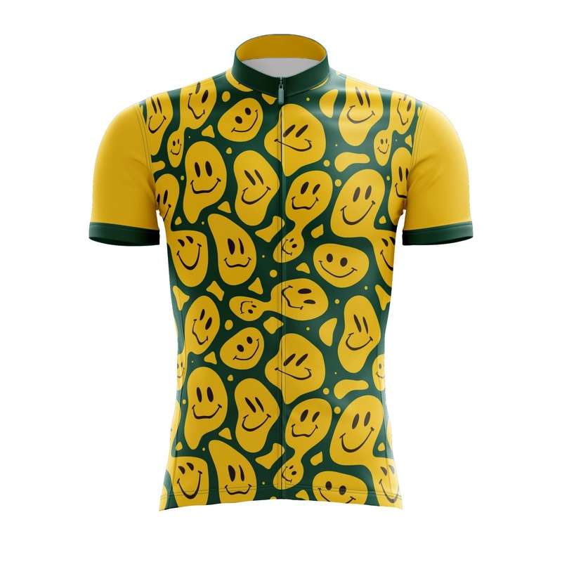 Yellow & Green Smiley Cycling Jersey S