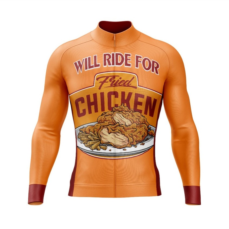 Fried Chicken Long Sleeve Cycling Jersey S Orange