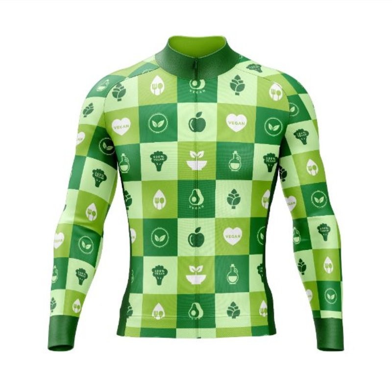 Vegan Symbols Long Sleeve Cycling Jersey S