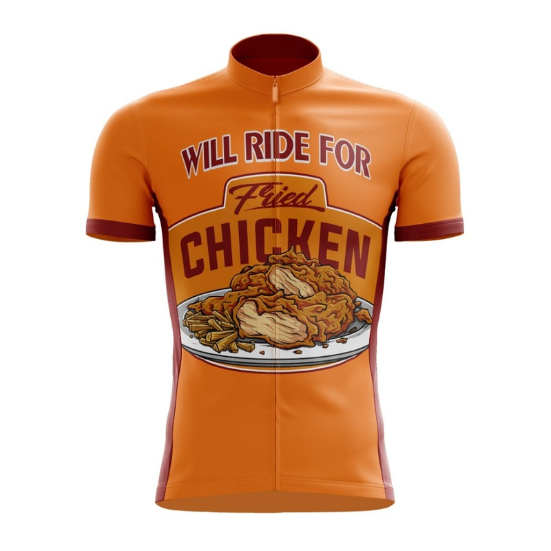 Will Ride For Fried Chicken Cycling Jersey S Orange